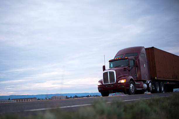 istock Beautiful classical structural model professional modern powerful semi truck 536891189