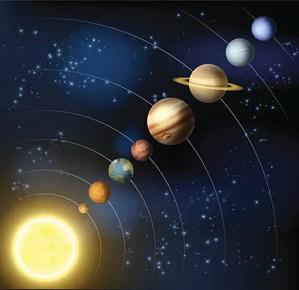 Vector illustration of Planets of the solar system