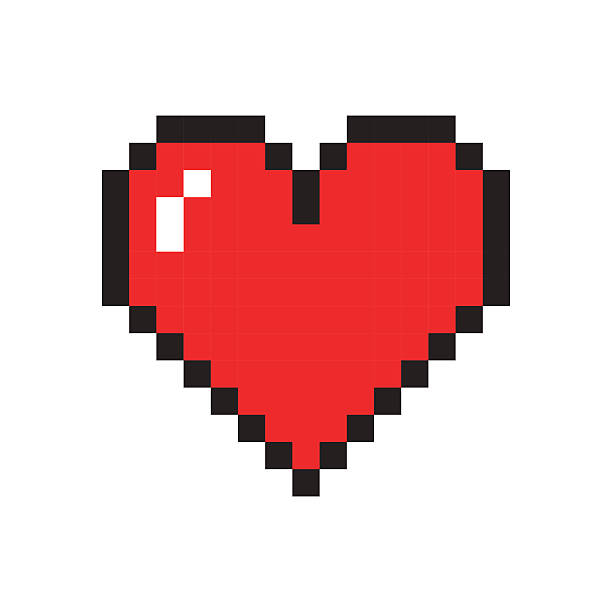 ilustraciones, imágenes clip art, dibujos animados e iconos de stock de píxeles corazón - pixel art