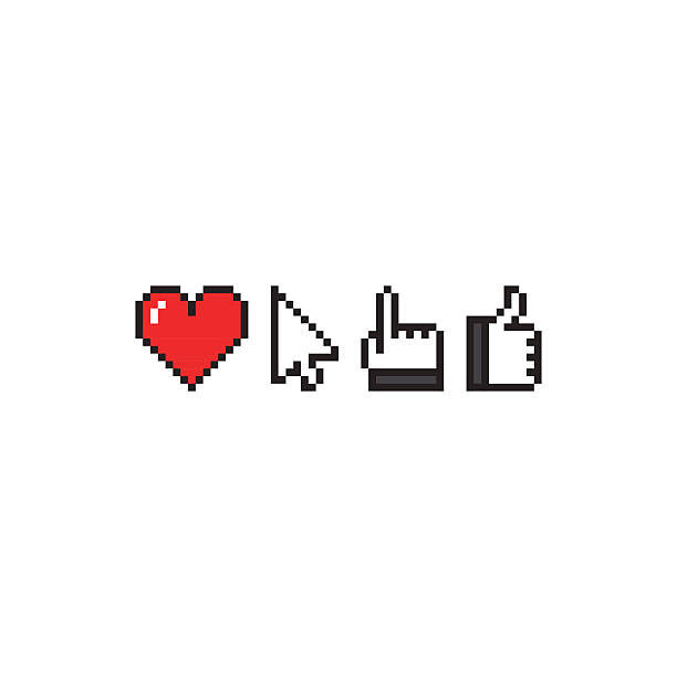 illustrations, cliparts, dessins animés et icônes de icônes de pixel - friendship satisfaction admiration symbol