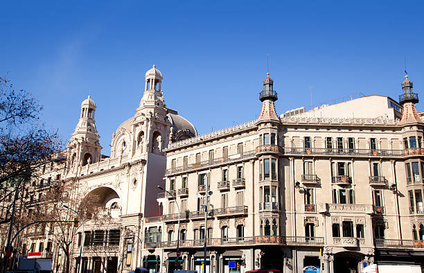 istock Barcelona city buildings Gran Via and Rambla 536892233