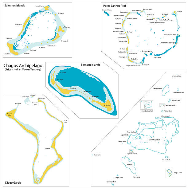 illustrazioni stock, clip art, cartoni animati e icone di tendenza di chagos arcipelago mappa - british indian ocean territory
