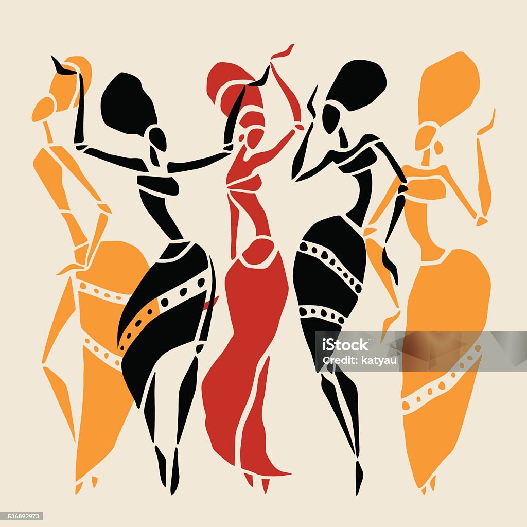 African silhouette set Figures of african dancers. Dancing woman in ethnic style. Vector  Illustration. 2015 stock vector