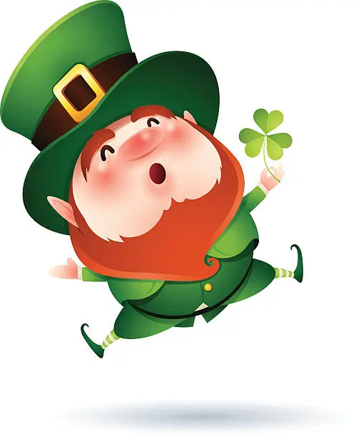 Vector illustration of Leprechaun and clover