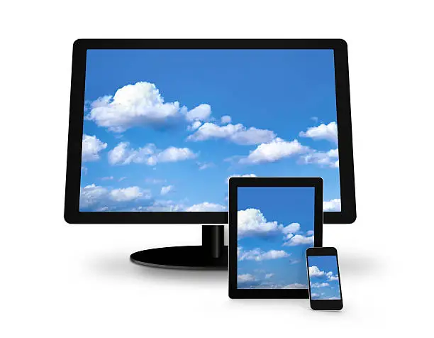 Photo of Computer monitor, digital tablet and mobile phone, responsive web design