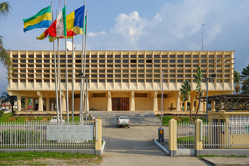 Bata, Equatorial Guinea - January 29, 2015: The Bank of Central African States BEAC is the central bank of the Economic and Monetary Community of Central Africa