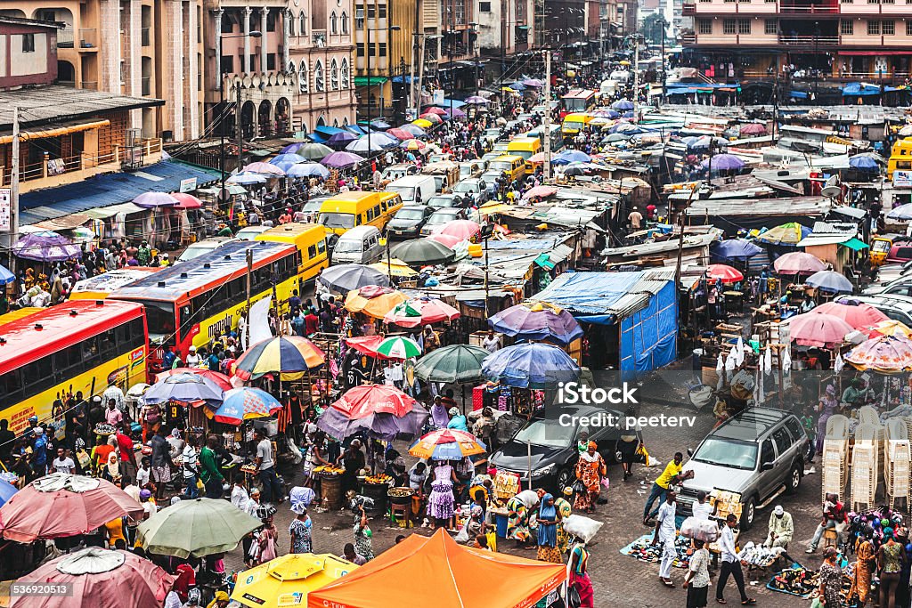 Lagos downtown market streets. Lagos Island's commercial district. Lagos - Nigeria Stock Photo