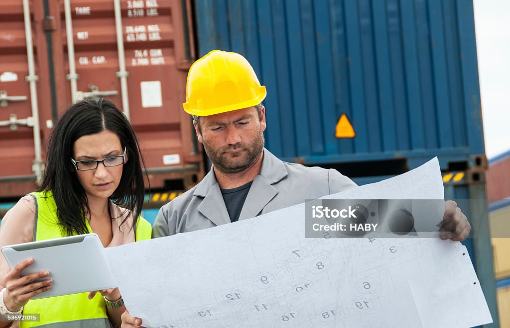 Shipping Transportation Business Inspections at commercial transport dock 2015 Stock Photo