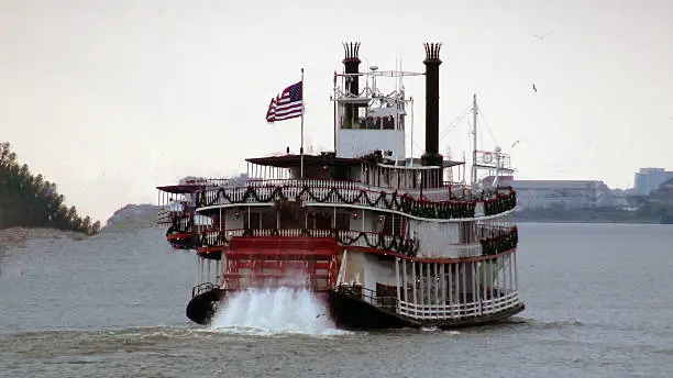 NEW ORLEANS- steamboat with christmas decorations.