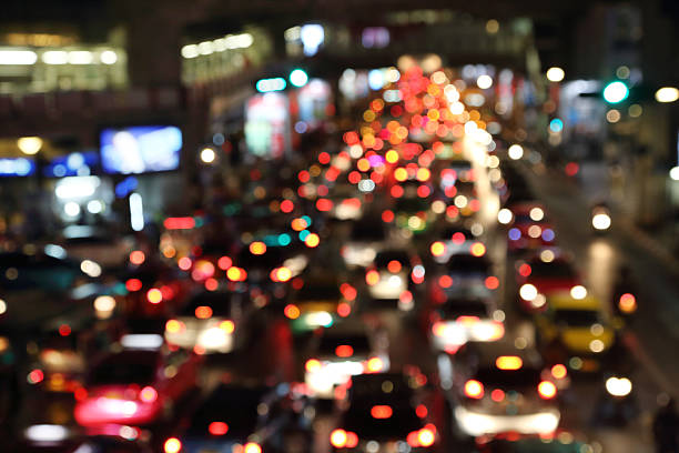 istock blurred image of trafficat night in thailand 536922205