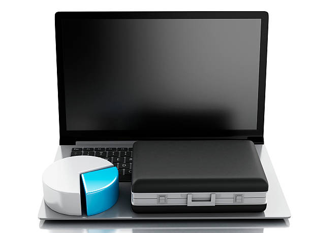 istock 3d Briefcase, statistic graph and laptop pc. Business concept 536924015