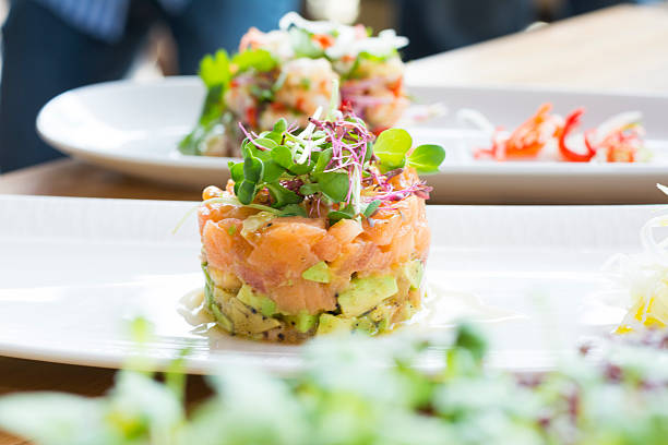 istock Salmon Tartare stack with Avocado, Olives & Tarragon 536950029