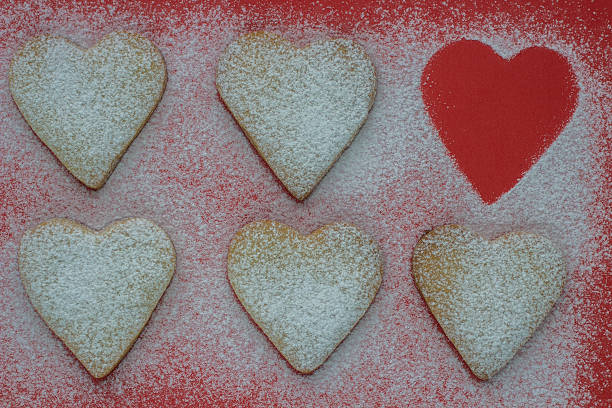 istock Heart shaped cookies with sugar powder for valentine's day 536951879
