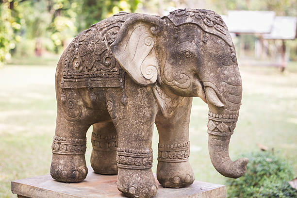 istock Elephant clay doll decorated in garden 536955221