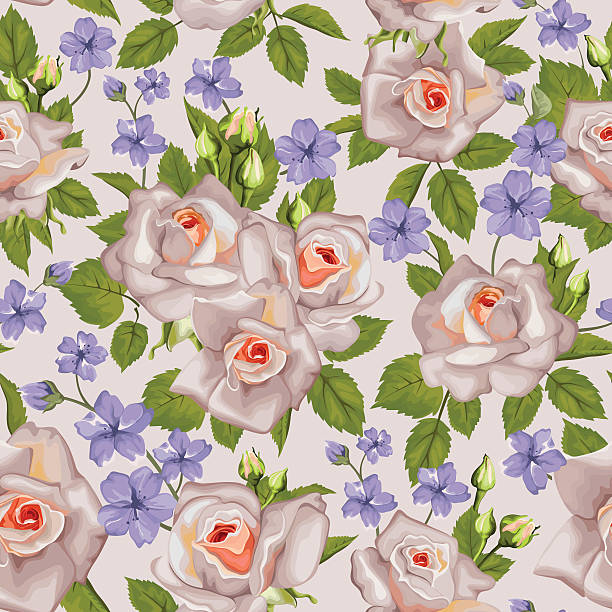 nahtlose muster mit rose. floral hintergrund. - design abstract petal asia stock-grafiken, -clipart, -cartoons und -symbole