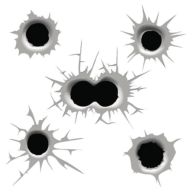 wektor dziura po pocisku - bullet hole gun rifle bullet stock illustrations