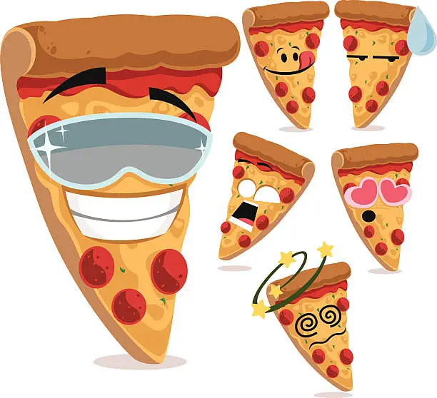Vector illustration of Pizza Cartoon Set A
