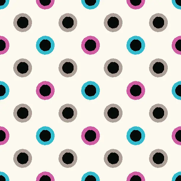 Vector illustration of seamless scribble polka dots pattern