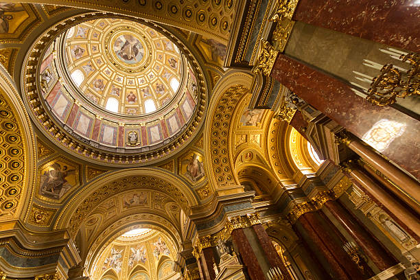 istock The golden dome and interior inside the church in Budapest 536975399