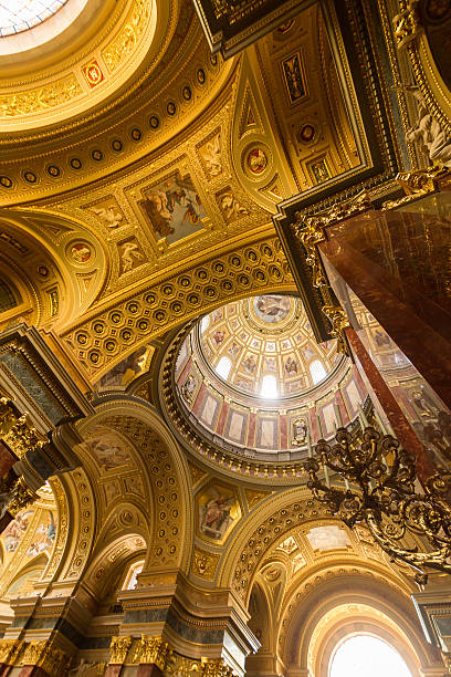 istock The golden dome and interior inside the church in Budapest 536975401
