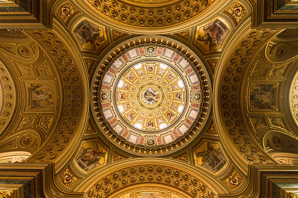 istock The golden dome and interior inside the church in Budapest 536975403