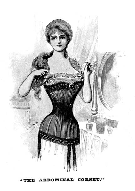 ilustrações de stock, clip art, desenhos animados e ícones de victorian senhoras moda-abdominal espartilho - bustiers