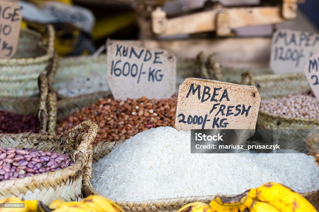 Traditional food market in Zanzibar, Africa. 2015 Stock Photo