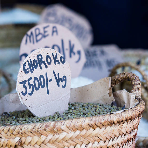 Traditional food market in Zanzibar, Africa.