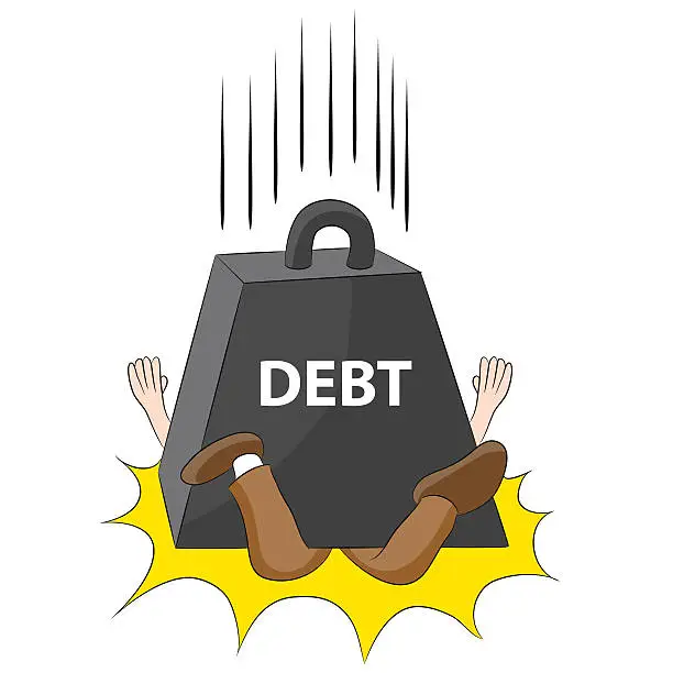 Vector illustration of Crushing Debt