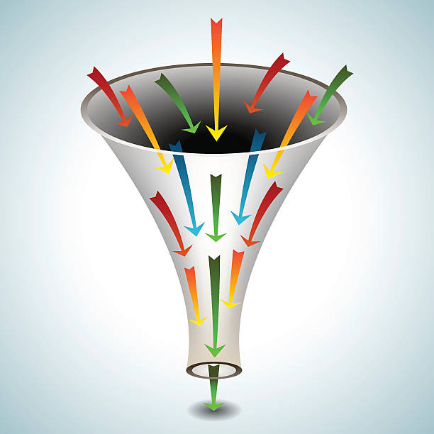 Merging Arrows Funnel Icon vector art illustration