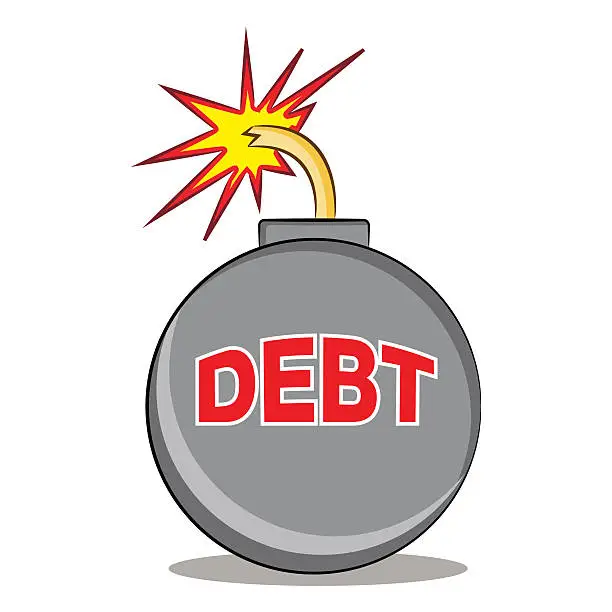 Vector illustration of Exploding Debt