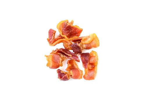 Bacon Slices isolated on white background, Unhealthy eating
