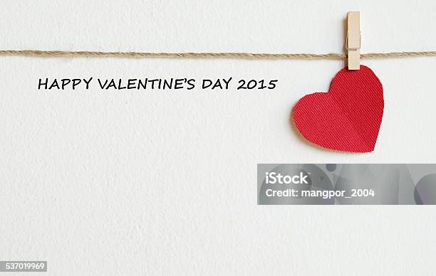 Red Fabric Heart With Happy Valentines Day 2015 Words Stock Photo - Download Image Now