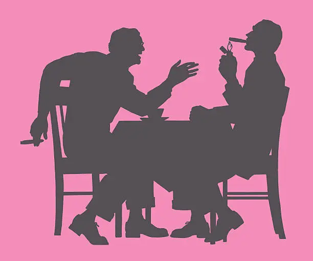 Vector illustration of Silhouette of Men Smoking and Talking