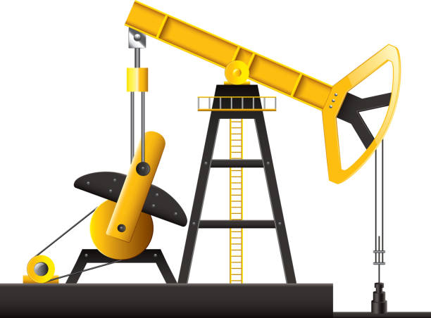 Oil pump isolated on white vector Oil pump isolated on white photo-realistic vector illustration natural gas pipeline clip art stock illustrations