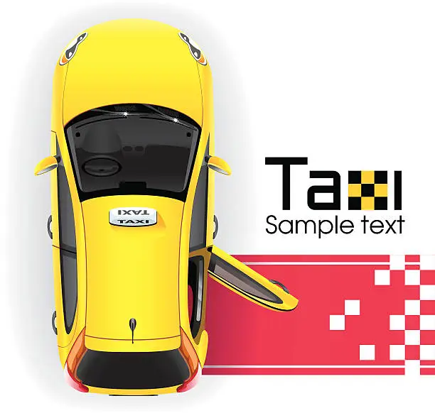 Vector illustration of Yellow Taxi on the Red Carpet