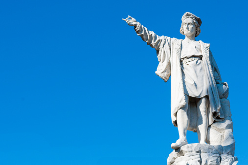 A statue of Cristopher Columbus on the promenade of Santa Margherita Ligure