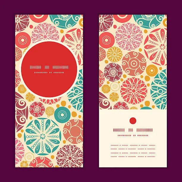 Vector illustration of Vector abstract decorative circles vertical round frame pattern invitation greeting