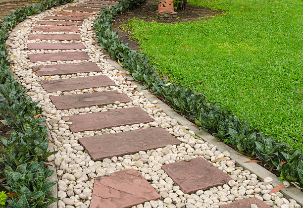 istock Walkway on green grassy in park 537044419