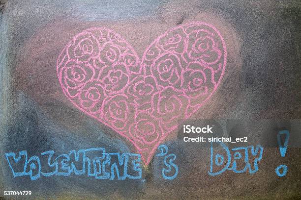 Hand Drawn Pink Hearts On Chalkboard Background Stock Illustration - Download Image Now - 2015, Art, Art And Craft
