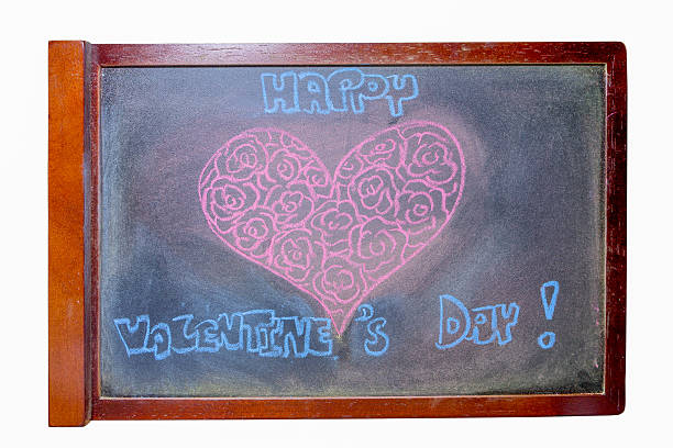 istock Hand drawn pink hearts on chalkboard background. 537044731