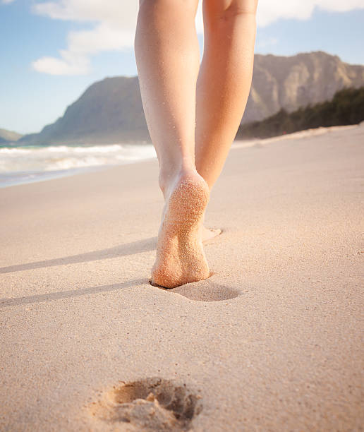 istock Woman walking on sandy beach 537045351