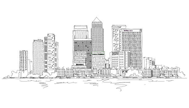 istock Canary Wharf business aria, London, Sketch collection 537045953