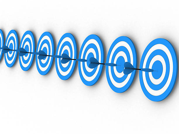 istock 3d illustration of darts, right target concept 537046087