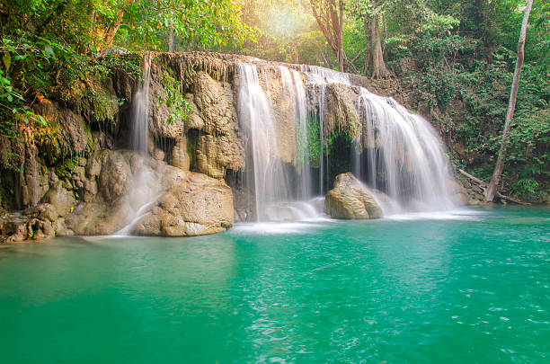 istock Waterfall in Deep forest at Erawan waterfall National Park, 537058705