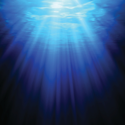 Underwater scene with rays. Vector illustration EPS10.