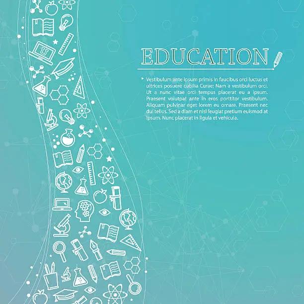 Vector illustration of Education theme background with icons and text