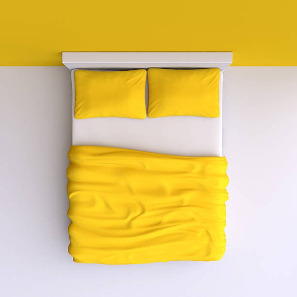istock Bed with pillows and a blanket in the corner room, 537060829