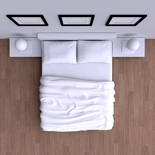 istock Bed with pillows and a blanket in the corner room, 537060877