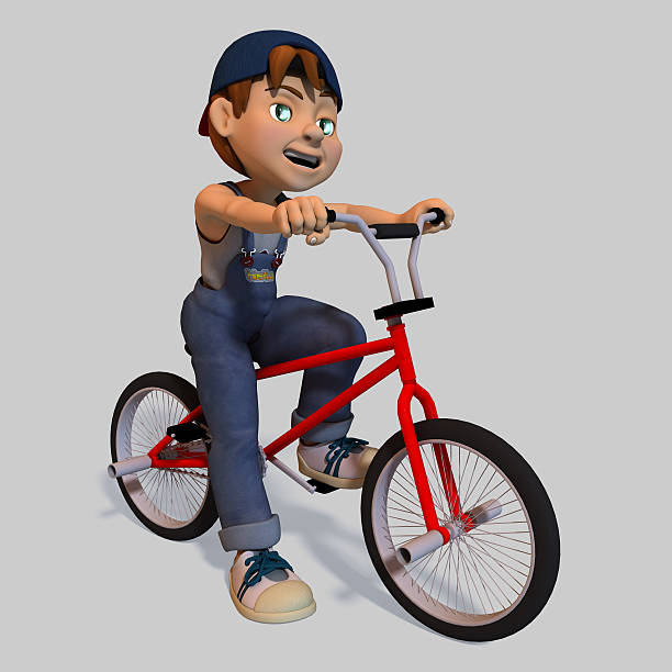 istock Young Cartoon Boy By Bike 537060959